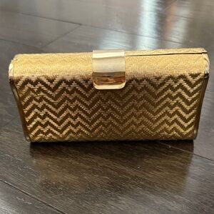 Vintage Gold Chevron Clutch Bag